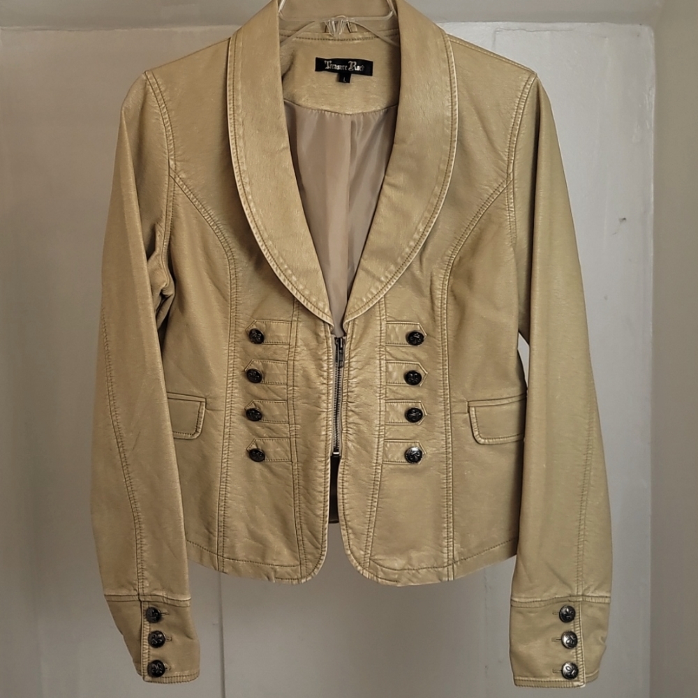 Women's Faux Leather Moto Jacket Warm Beige